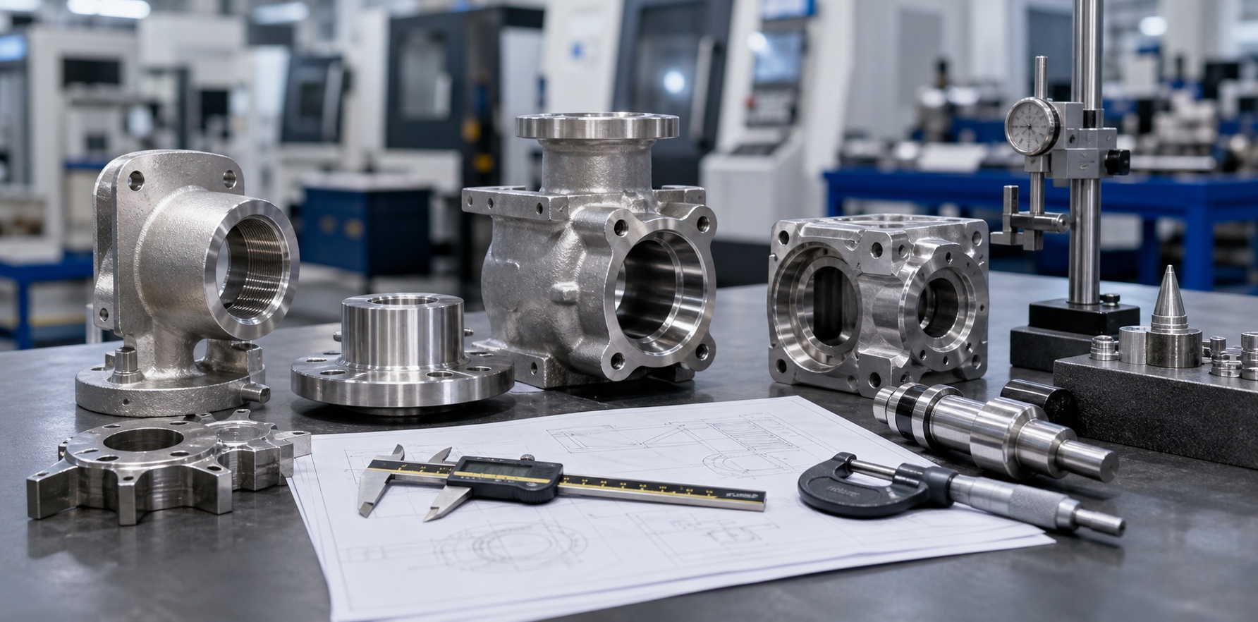 Custom metal parts production process with castings machined parts and inspection tools